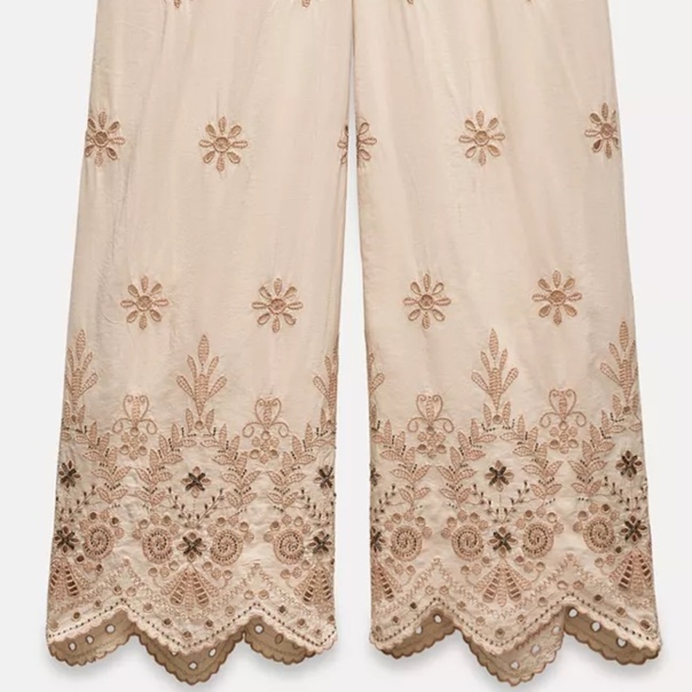 ZARA VACATION EMBROIDERED PANTS  SIZE M 
🚨FIRM PRICE NO DISCOUNT - Picture 5 of 10